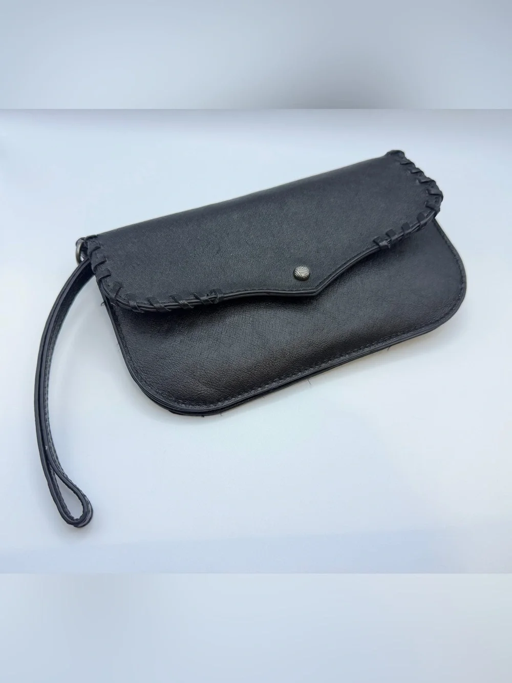 The Sak Black Whipstitch Envelope Clutch